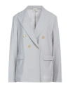 Alysi Crème Woman Blazer Grey Size 8 Virgin Wool, Elastane
