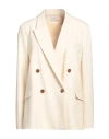 ALYSI ALYSI CRÈME WOMAN BLAZER IVORY SIZE 8 POLYESTER, VISCOSE, ELASTANE, WOOL