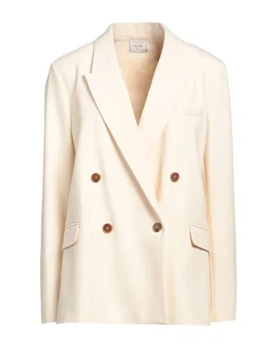 Alysi Woman Blazer Ivory Size 8 Polyester, Viscose, Elastane, Wool In White