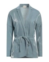 Alysi Lurex Tied-waist Blazer In Blue