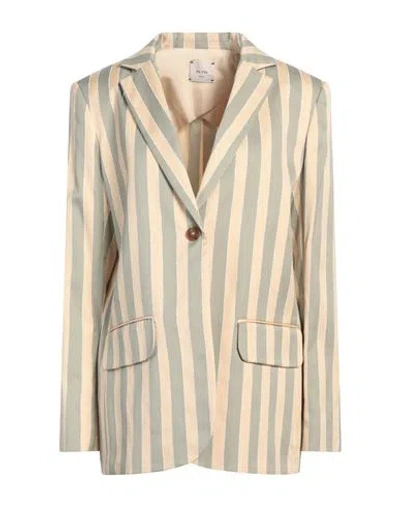 Alysi Woman Blazer Sage Green Size 6 Cotton, Polyamide In Brown