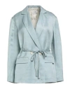 Alysi Woman Blazer Sky Blue Size 4 Linen, Cupro In Blue