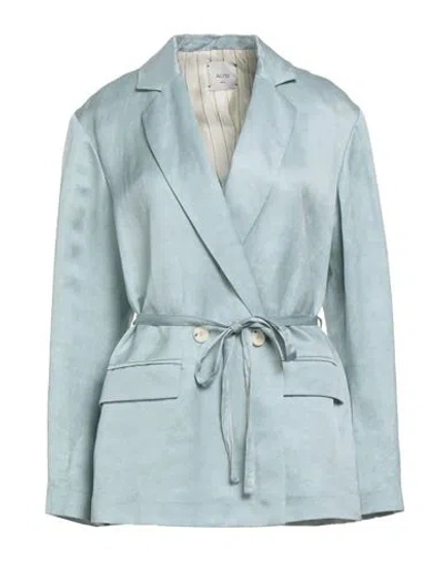 Alysi Woman Blazer Sky Blue Size 4 Linen, Cupro