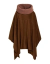 Alysi Woman Cape Brown Size 2 Alpaca Wool, Virgin Wool, Polyamide