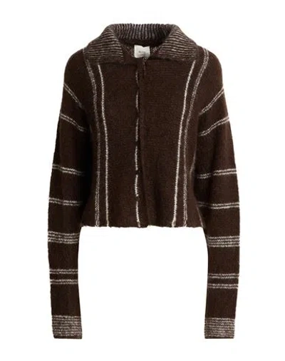 Alysi Woman Cardigan Brown Size S Mohair Wool, Polyamide, Elastane