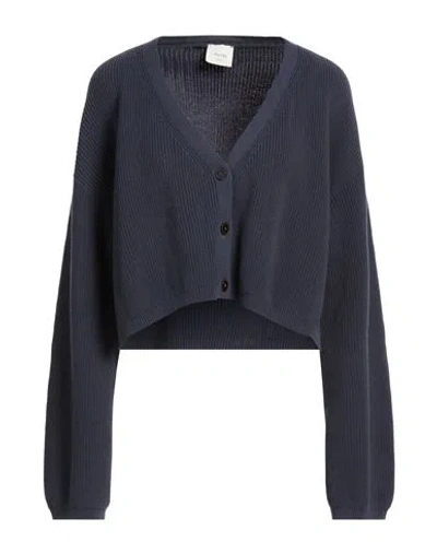 Alysi Woman Cardigan Midnight Blue Size M Cotton