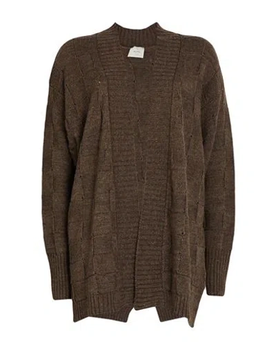 Alysi Woman Cardigan Taupe Size S Acrylic, Alpaca Wool, Merino Wool In Burgundy