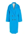 Alysi Woman Coat Azure Size 10 Alpaca Wool, Virgin Wool, Polyamide In Blue