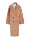Alysi Woman Coat Camel Size 4 Alpaca Wool, Virgin Wool, Polyamide
