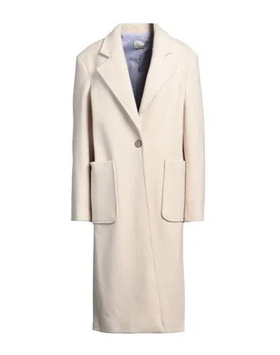 Alysi Woman Coat Ivory Size 6 Wool, Polyamide In White