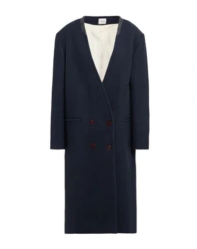 Alysi Woman Coat Midnight Blue Size 6 Virgin Wool