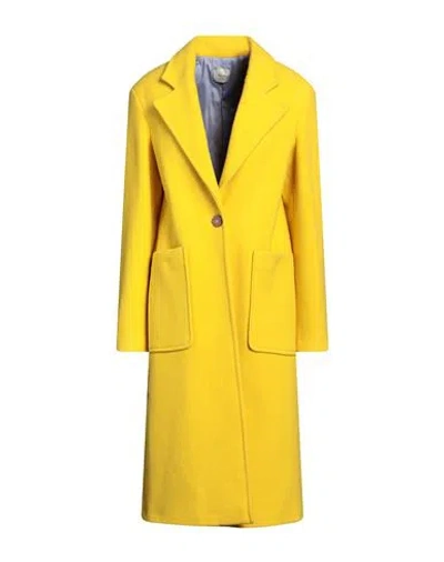 Alysi Woman Coat Yellow Size 4 Wool, Polyamide
