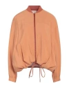 Alysi Crème Woman Jacket Apricot Size 4 Modal, Polyester In Orange