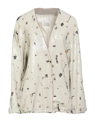 Alysi Woman Jacket Cream Size 4 Polyester, Linen In White