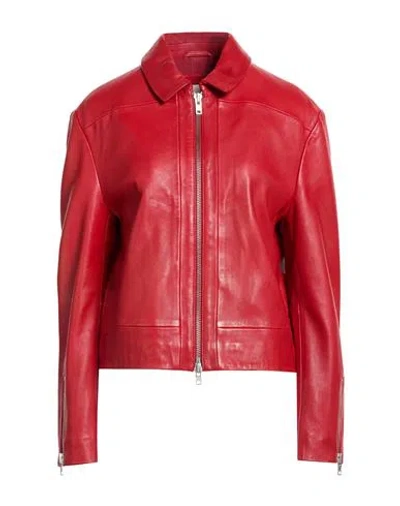 Alysi Woman Jacket Rust Size 4 Leather In Red