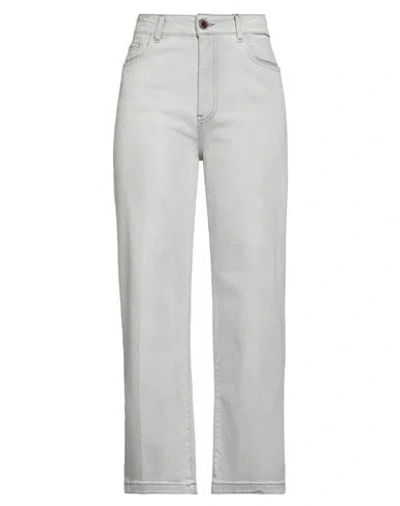 Alysi Woman Jeans Grey Size 30 Cotton, Elastane