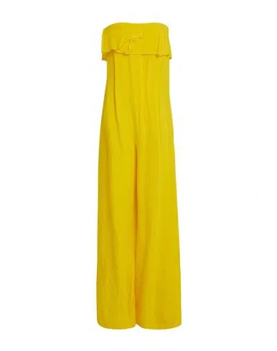 Alysi Woman Jumpsuit Yellow Size 2 Linen In Metallic