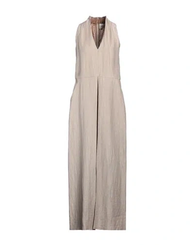 Alysi Woman Maxi Dress Beige Size 6 Linen, Polyamide, Cotton