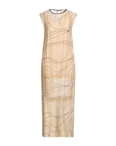 Alysi Woman Maxi Dress Beige Size 8 Lyocell, Polyester In Nude