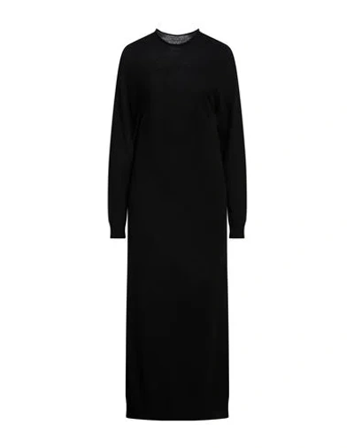 Alysi Woman Maxi Dress Black Size S Merino Wool, Cashmere In Black