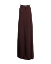 Alysi Woman Maxi Dress Chocolate Brown Size 8 Viscose, Linen, Silk In Brown