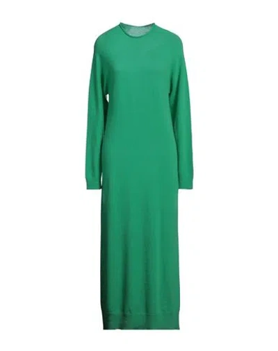 Alysi Woman Maxi Dress Green Size M Merino Wool, Cashmere