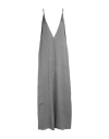 Alysi V-neck Satin Maxi Dress In Grey