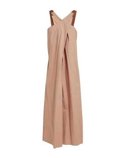 Alysi Woman Maxi Dress Light Brown Size 6 Cotton In Beige
