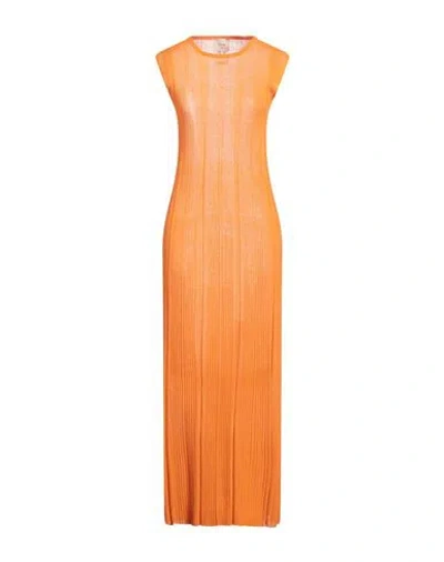 Alysi Woman Maxi Dress Orange Size S Cotton, Polyester