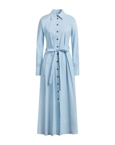 Alysi Woman Maxi Dress Sky Blue Size 6 Cotton