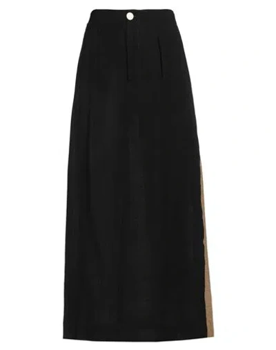 Alysi Woman Maxi Skirt Black Size 4 Lyocell, Linen, Viscose, Polyester, Polyamide