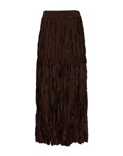 Alysi Woman Maxi Skirt Brown Size 2 Viscose