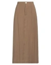 Alysi Woman Maxi Skirt Khaki Size 4 Lyocell, Linen, Viscose, Polyester, Polyamide In Beige