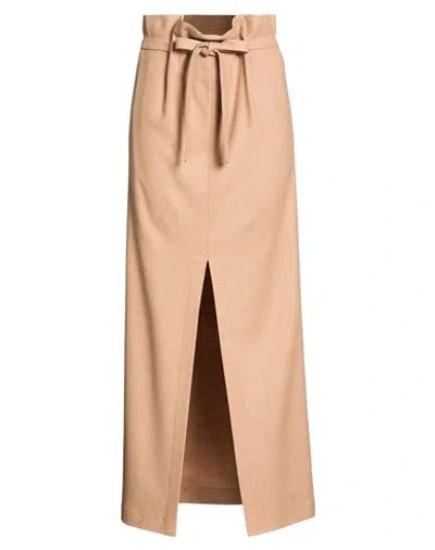 Alysi Woman Maxi Skirt Light Brown Size 6 Viscose, Wool, Polyester, Elastane In Pink