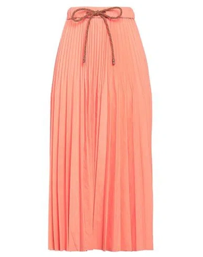 Alysi Woman Maxi Skirt Salmon Pink Size 6 Polyester, Cotton