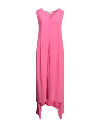 Alysi Woman Midi Dress Fuchsia Size 8 Silk In Pink
