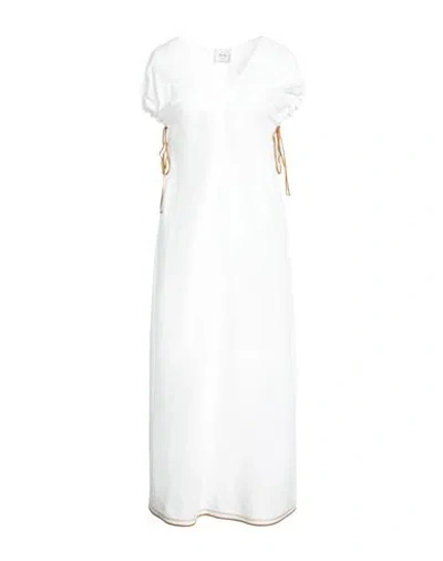 Alysi Woman Midi Dress White Size 4 Cotton
