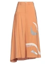 Alysi Woman Midi Skirt Apricot Size 10 Modal, Polyester, Silk, Viscose In Orange