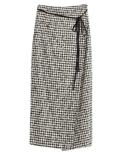Alysi Woman Midi Skirt Black Size 10 Cotton In Gray