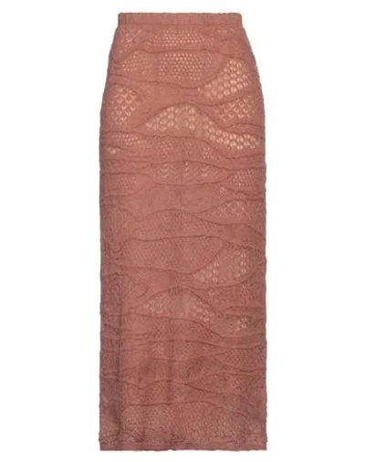 Alysi Woman Midi Skirt Brown Size L Mohair Wool, Polyamide, Virgin Wool