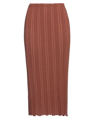 Alysi Woman Midi Skirt Brown Size Xl Cotton, Polyamide