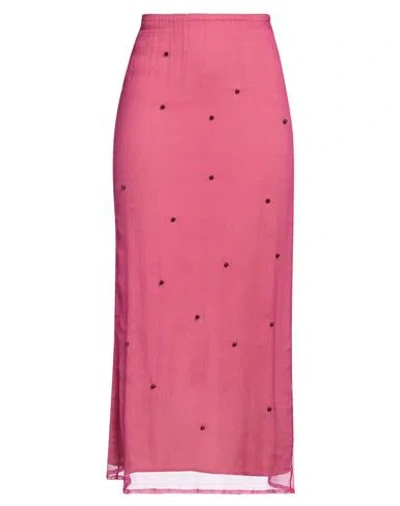 Alysi Woman Midi Skirt Fuchsia Size 4 Silk In Pink