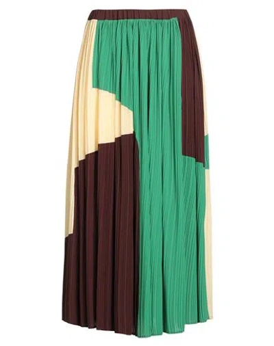 Alysi Woman Midi Skirt Green Size 6 Polyester