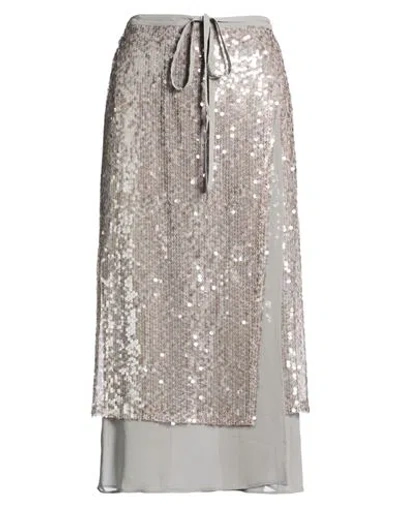 Alysi Woman Midi Skirt Grey Size 6 Polyester In Gray