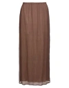 Alysi Woman Midi Skirt Khaki Size 6 Silk In Beige