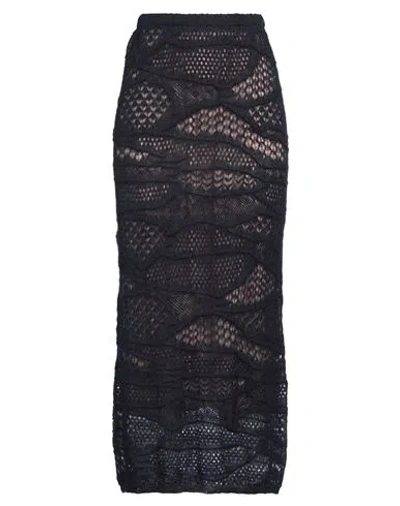 Alysi Woman Midi Skirt Navy Size S Mohair Wool, Polyamide, Virgin Wool In Navy Blue