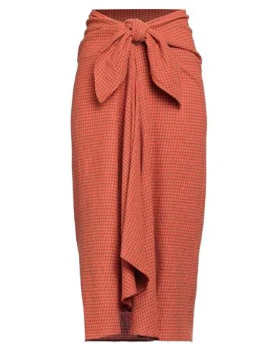 Alysi Woman Long Skirt Orange Size 6 Virgin Wool