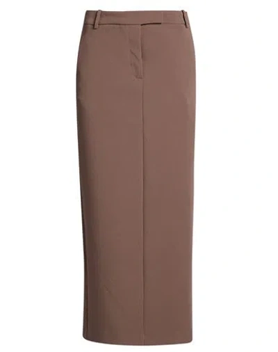 Alysi Woman Midi Skirt Taupe Size 4 Polyester, Viscose, Elastane In Brown