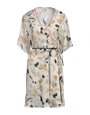 Alysi Woman Mini Dress Beige Size 4 Silk In Beige