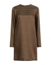 Alysi Woman Mini Dress Brown Size 6 Virgin Wool, Acetate, Viscose